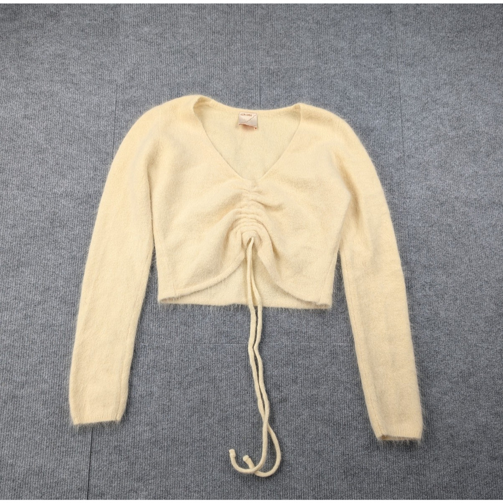 Kerisma Angora Sweater Womens S/M Cream Pullover Cozy Coquette Minimal Fuzzy PRC